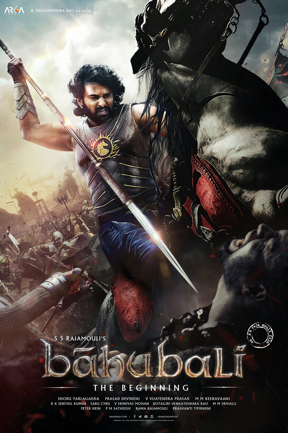 Telugu poster of the movie Baahubali: The Beginning