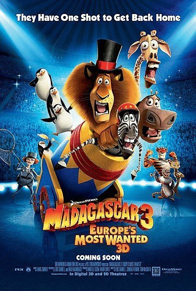 L'affiche du film Madagascar 3: Europe's Most Wanted